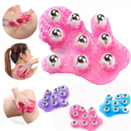 360° Rotatable 9 Metal Roller Relaxation Massage Glove Body Care