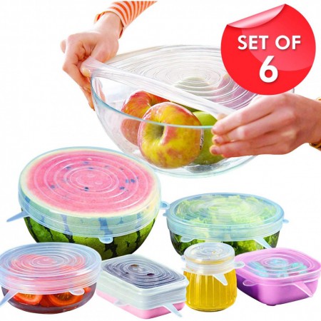 6 Pcs Set Reusable Food Silicone Cover